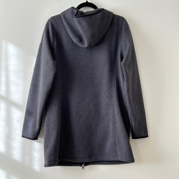 LL Bean Gray Sweater Fleece Hooded Zip Up Coat - Picture 8 of 16